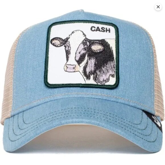 Goorin Bros Animal Farm Snapback Trucker Hat Cap Blue The Cash Cow Patch - Picture 1 of 9